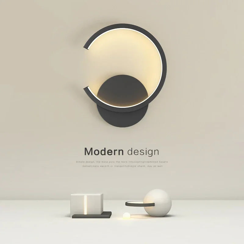 lampe murale moderne or blanc rond éclairage quotidien contemporain fixée mur trichromatique dimmable