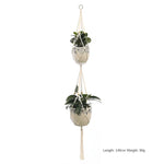 support plante suspendue macramé blanc artisanal anneaux métalliques pot inclusion 90cm 105cm 155cm