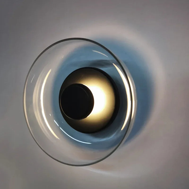 lampe murale moderne ambre dorée verre transparent LED chambre salon déco intérieure nordique fixations