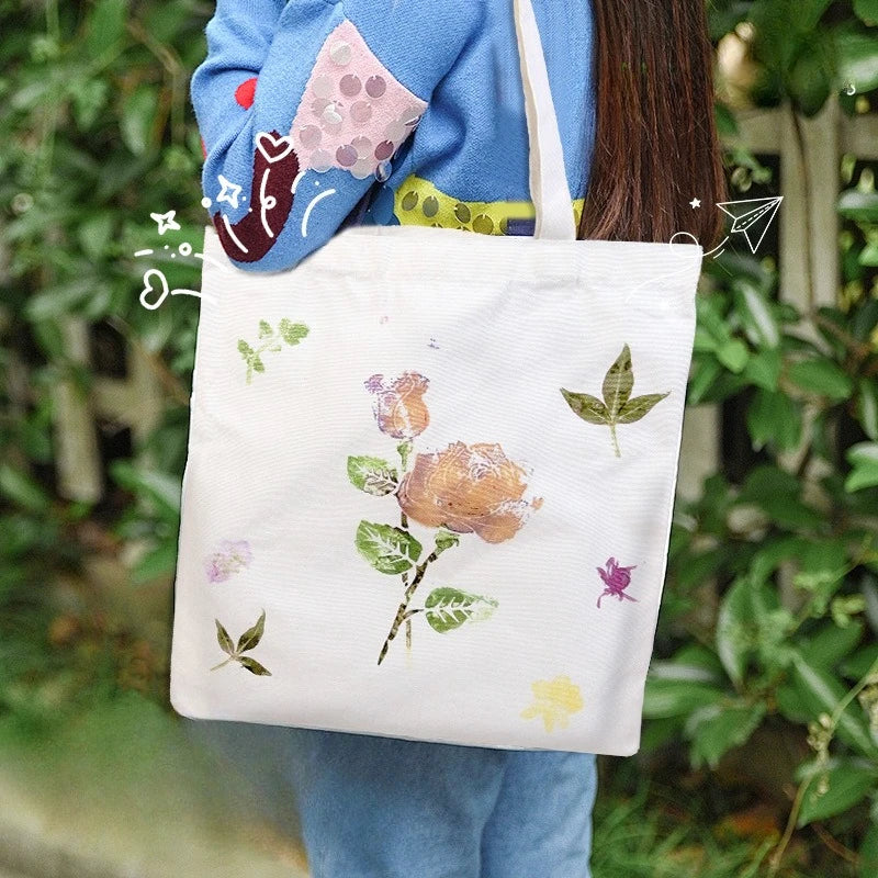 sac main moderne fleurs colorées blanc teinture artisanat enfant outils kit activité