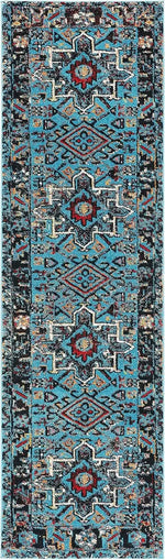 tapis géométrique bohème rouge bleu noir polyester salon chambre moderne