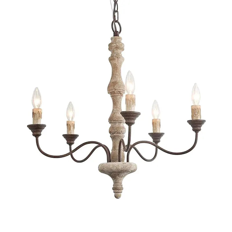 lustre suspendu bois rustique vintage marron foncé ampoules e14 62cm 59cm