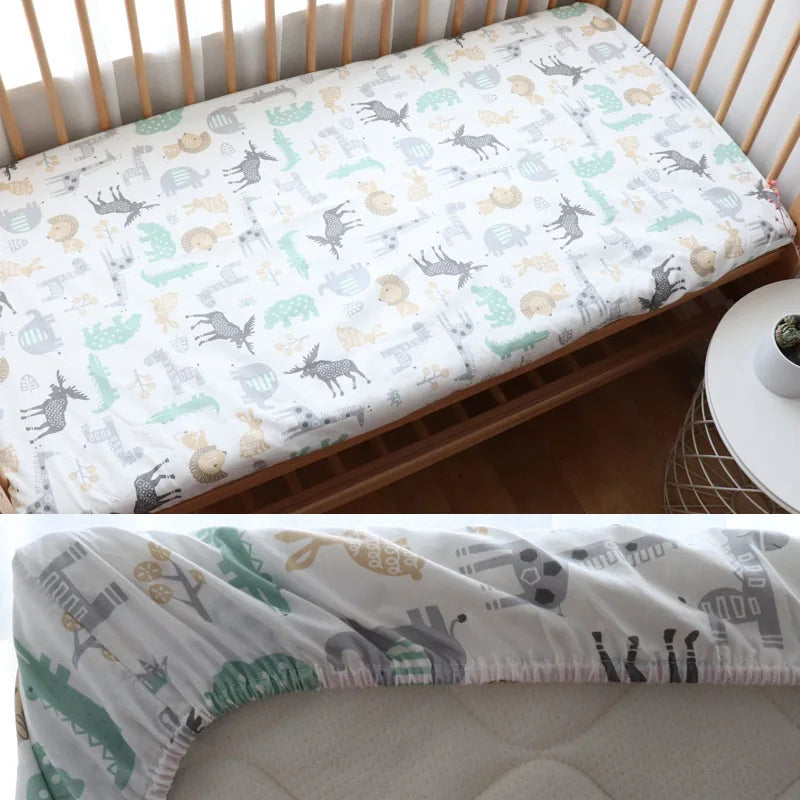 drap housse coton bébé 130x70cm dessins animés personnalisable moderne blanc beige bleuclair gris vert
