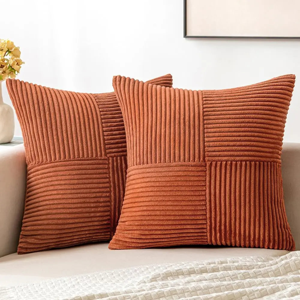 housses coussin polyester coton rayures moderne noir zip lit