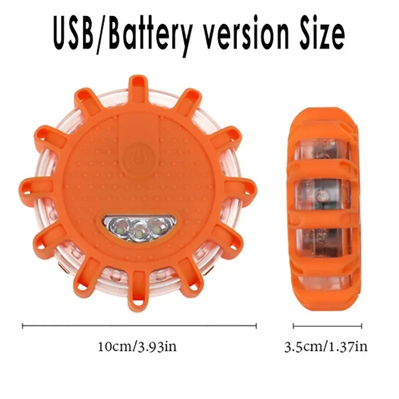 lampe sécurité orange led clignotante magnétique adhésif urgence voiture portable