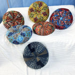 coussin siège rond bohème motifs floraux géométriques velours cotonnable intérieur extérieur