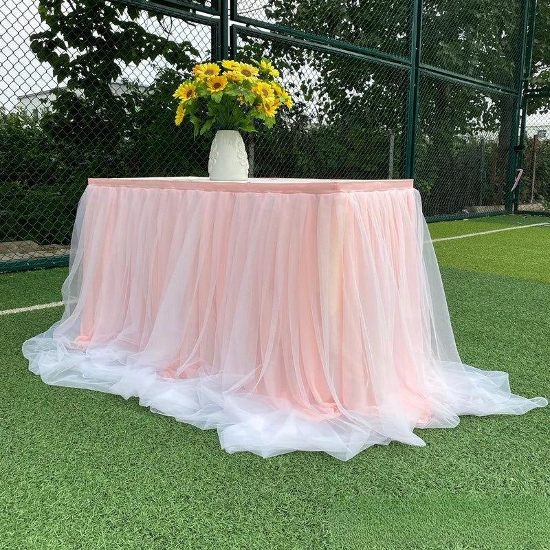 jupe table tulle opaque peach bleu rose violet blanc événements anniversaires mariages festives