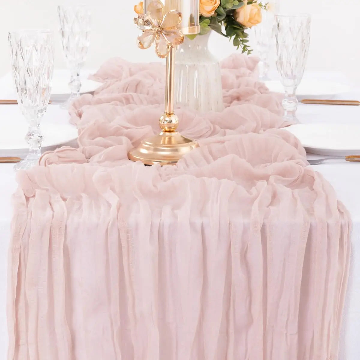 serviette table plissée rose clair décorative maison 100% polyester
