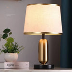 lampe table moderne or noir tissu beige base plate sans fixation led 21cm 41cm