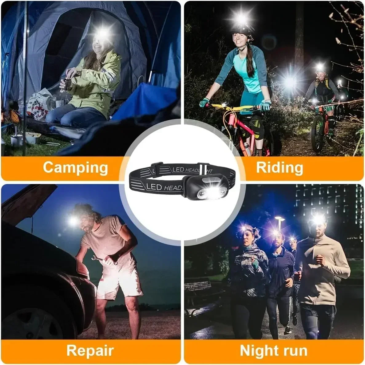 lampe frontale rechargeable led puissante mini moderne cordon ajustable nuit camping