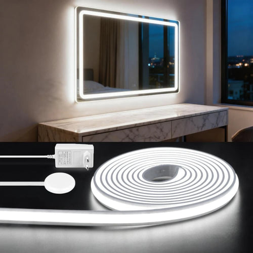 ruban led cob tactile miroir maquillage armoire cuisine salon blanc chaud moderne étanche