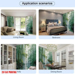 rideau imprimé forêt bambou moderne vert blanc noir translucide 75x166cm