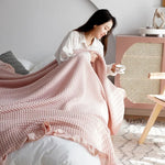 couverture coton rose motif points douce enfant maison printemps automneversible portablewasherhandonly