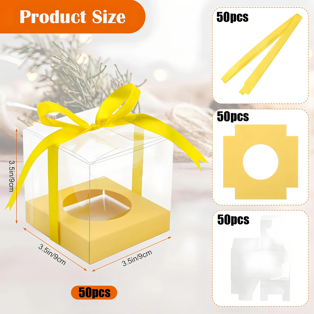 boîtes cadeau transparentes ruban doré rose classiques festives 20 pièces pvc étiquettes