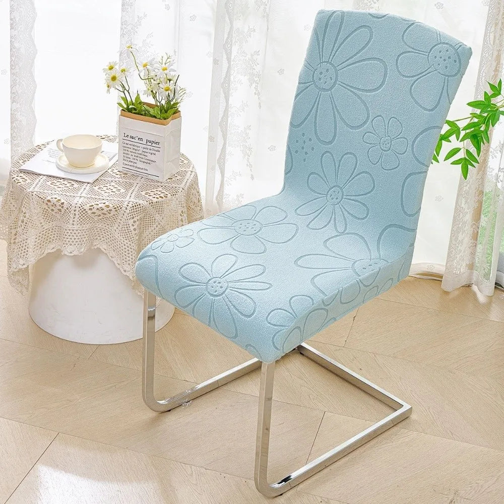 Housse chaise moderne fleurs imprimées orange bleu clair gris polyester élastique fauteuil accueil