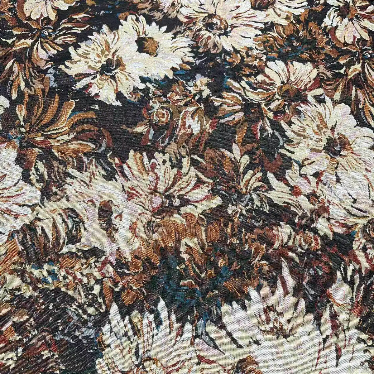 tissu chenille polyester opaque fleurs motifs peinture huile sofa coussin diyversible tablecloth nappe