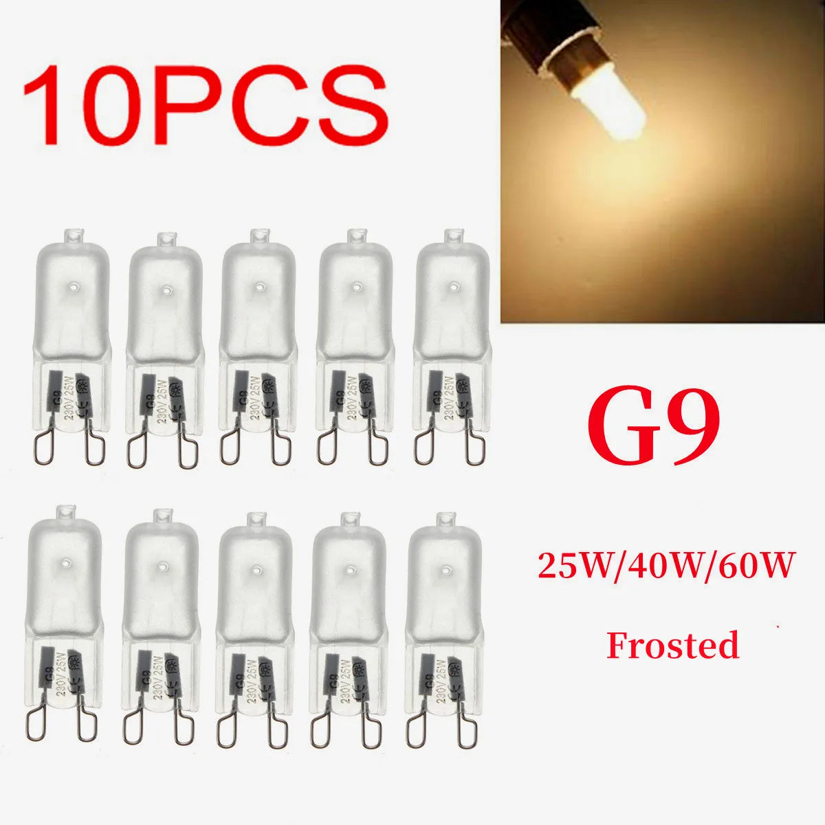ampoules halogènes transparentes g9 25w 40w 60w blanc chaud 2700k classiques portable lumière