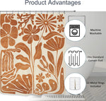 rideau douche moderne fleurs stylisées beige marron opaque polyester 180x200cm decoration bain