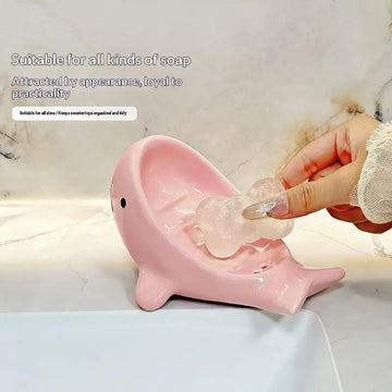 support savon baleine bleu clair blanc moderne adhésif salle bain maison