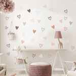 stickers muraux coeurs beige rose gris brun modernes adhésifs chambre enfants fonds écran