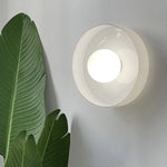 Lampe murale moderne minimaliste verre opaque or jaune vert blanc marron clair fixée mur
