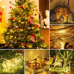 guirlande lumineuse led 20m fil cuivre blanc chaud moderne décoration extérieure fêtes noël mariage