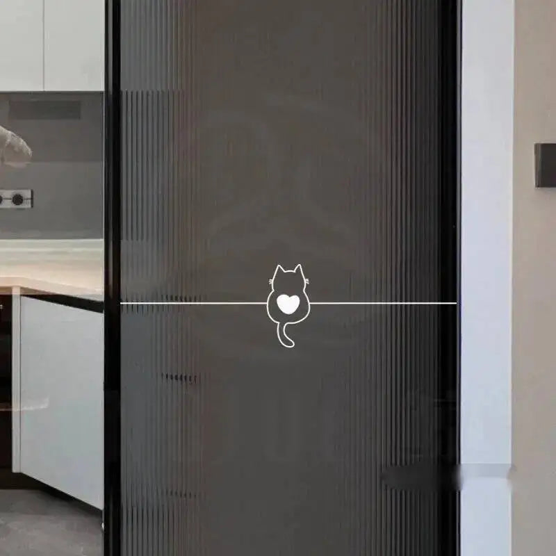 sticker mural chat cœur lignes minimaliste adhésif noir blanc