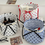 boîtes rangement coton pliables rose blanc noir pois texturées