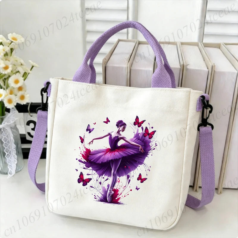 sac main femme toile danseuse papillons blanc moderne décontracté fourre tout