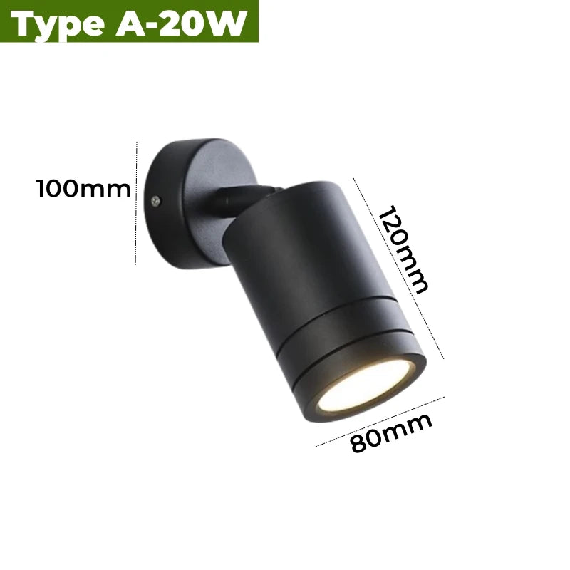 Spot mur extérieur moderne led noir hydrofuge 10w 15w 20w 85265v