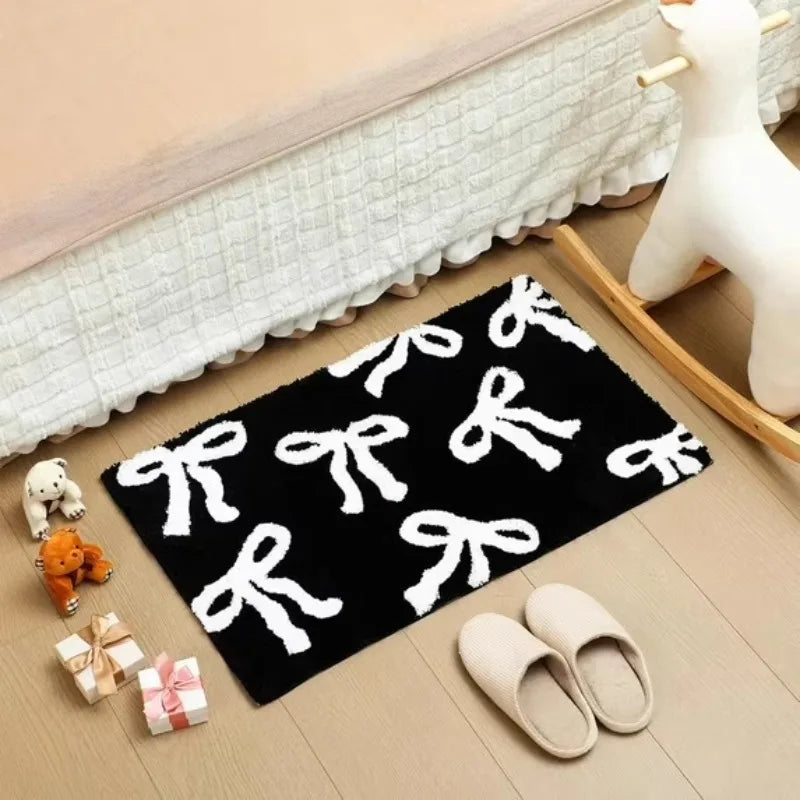 tapis bain moderne rose clair noir arcs blancs résistant absorption caoutchouc 40x60cm 50x80cm 60x90cm