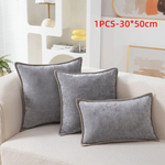 taies d'oreiller velours côtelé couleurs unies chic bordures décoratives polyester dimensions 30x50cm 45x45cm