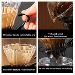 pot filtré transparent moderne texture ondulée clips inclusion filtre papier poignée base support