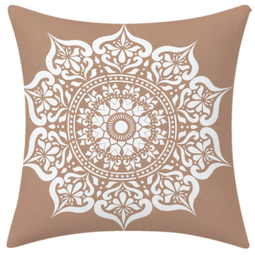 lot housses coussin décoratives motifs géométriques mandalas beige blanc moderne