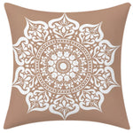 lot housses coussin décoratives motifs géométriques mandalas beige blanc moderne
