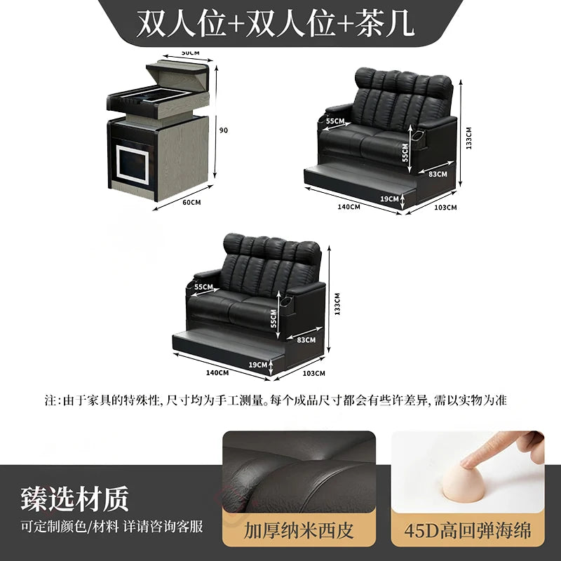 fauteuils cinéma noir simili cuir contemporain tablette intégrée porte gobelet porte papeterie