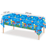 nappe jetable anniversaire motif tropical feuilles palmier fleurs verte moderne festivités été