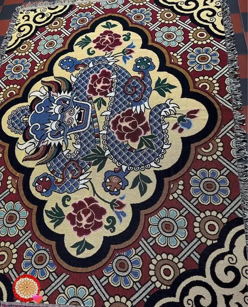couverture multicolore motif géométrique floral traditionnel brodé opacité polyester coton decoration canapé sieste