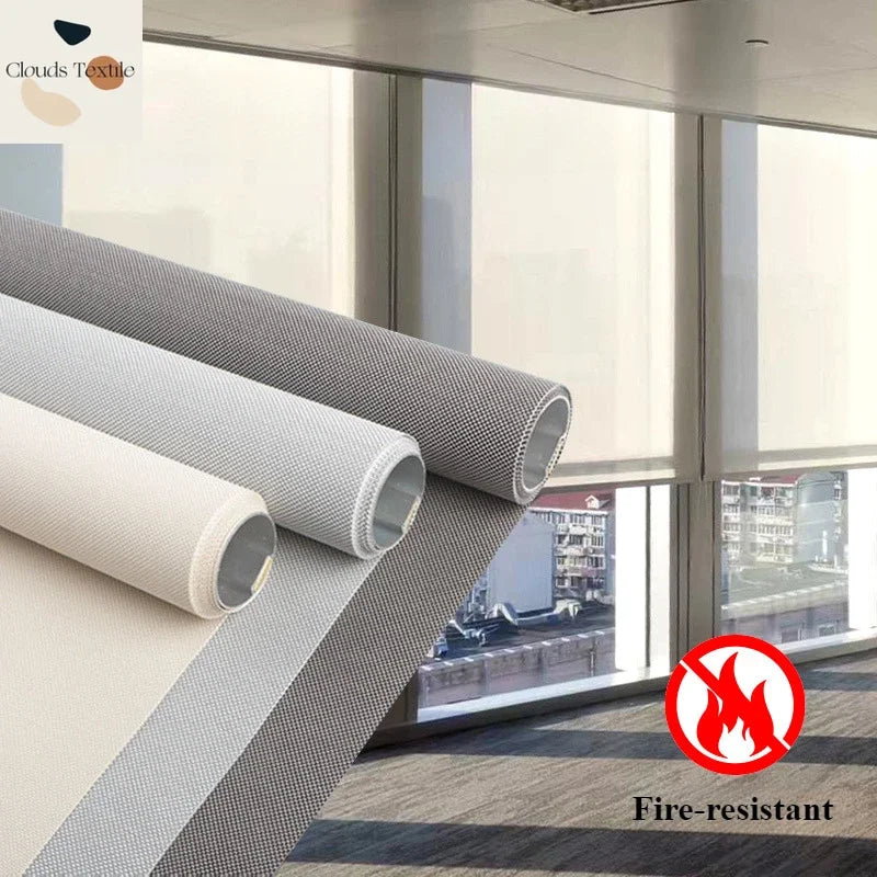rideau rouleau tissu ignifuge occultant moderne gris beige blanc