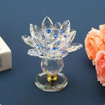 décoration maison bougie lotus transparent bleu rose doré moderne élégant facets brillants base métal