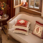 coussin carré fleuri rouge velours polyester traditionnel décor maison voitures 45x45cm 55x55cm