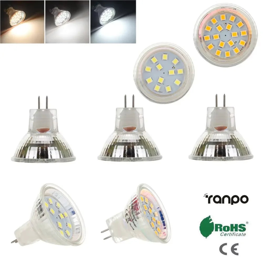 ampoule led mr11 gu4 12v 24v 2w 3w 12leds blanc chaud neutre moderne