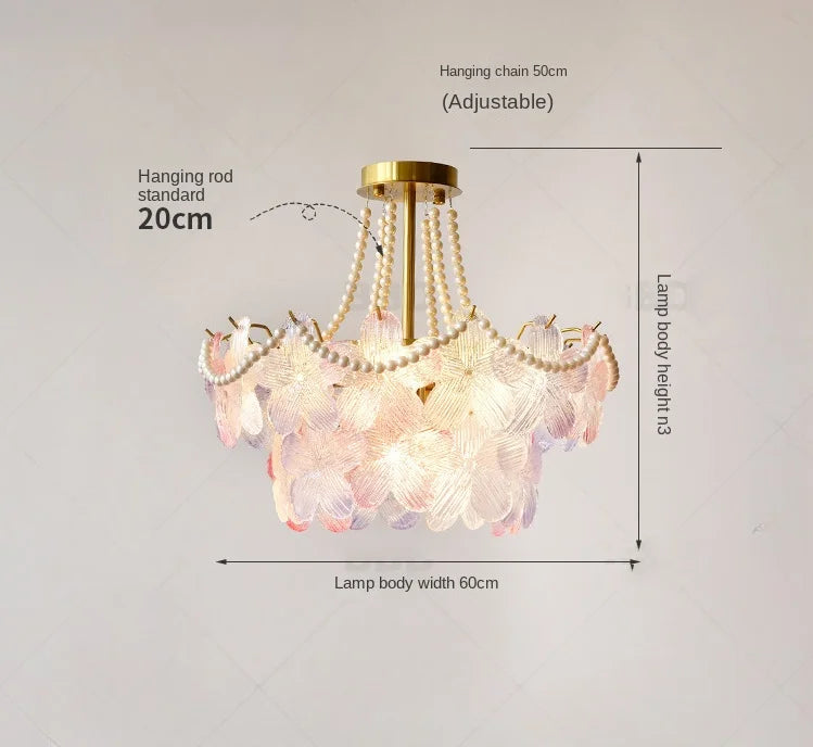 lampe suspendue classique rose fleurs chaîne ajustable blanc doré vintage chambre salon