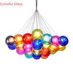 suspension lumineuse moderne boules multicolores transparentes verre nordique chambre salon