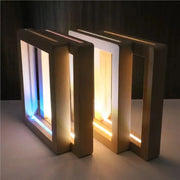 cadre lumineux led bois clair acrylique transparent moderne minimaliste différents couleurs lumière