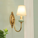 lampe murale classique vintage abat jour tissé doré beige vert clair douille E14 base