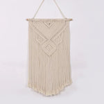 tapisserie macramé boho chic beige motifs géométriques franges moderne suspension maison
