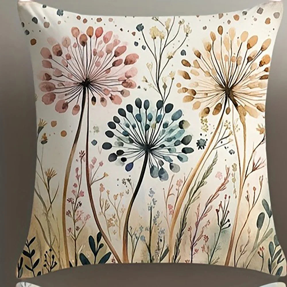 taies d'oreiller motif floral pissenlits multicolores moderne decoration chambre lit maison 40x40cm 45x45cm 50x50cm