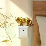 décoration murale statuette léopard dorée motif léopard moderne ornement adhésif chambre salon