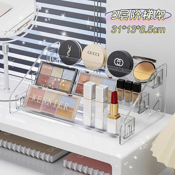 organisateur maquillage transparent palette fards plastique acrylique moderne minimaliste miroir table produits cosmétiques